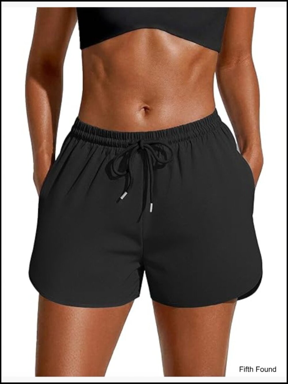 High Waisted Swim Board Shorts With Pockets Tummy Control